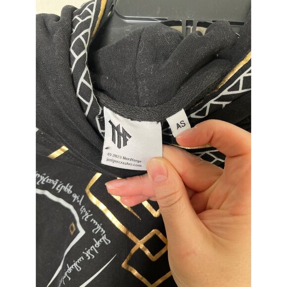 Nerdforge Black Cryptic Hoodie Gold Geometric Design adult small - Picture 4 of 9
